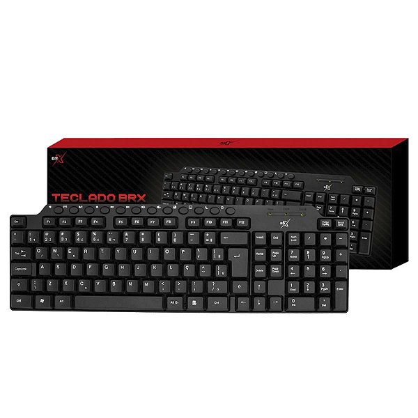 Teclado Multimídia Brx 104 Teclas Abnt2 Usb Cabo 1.3M Preto