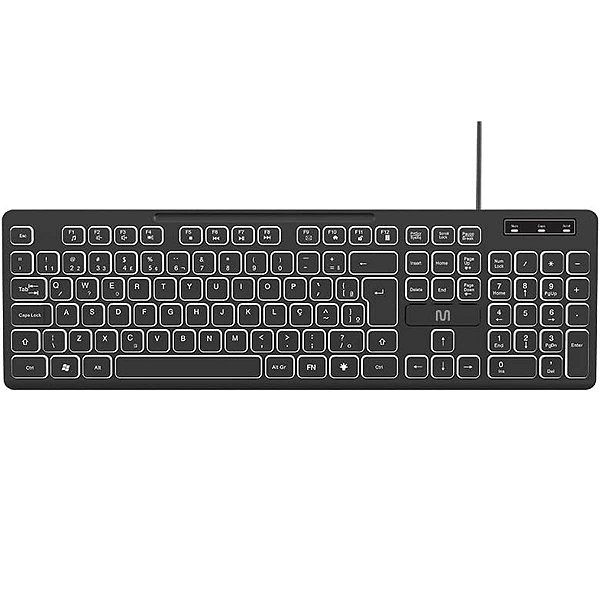 Teclado USB Multilaser Preto com LED Soft Silence TC268