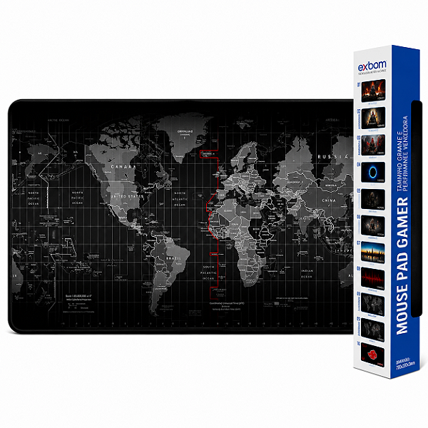 Mouse Pad Gamer Speed Extra Grande 90x40cm Mapa Mundi Matrix