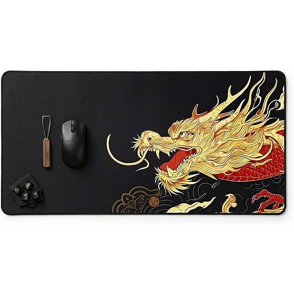 Mouse Pad Gamer Speed Extra Grande 70x35cm Dragão Chinês