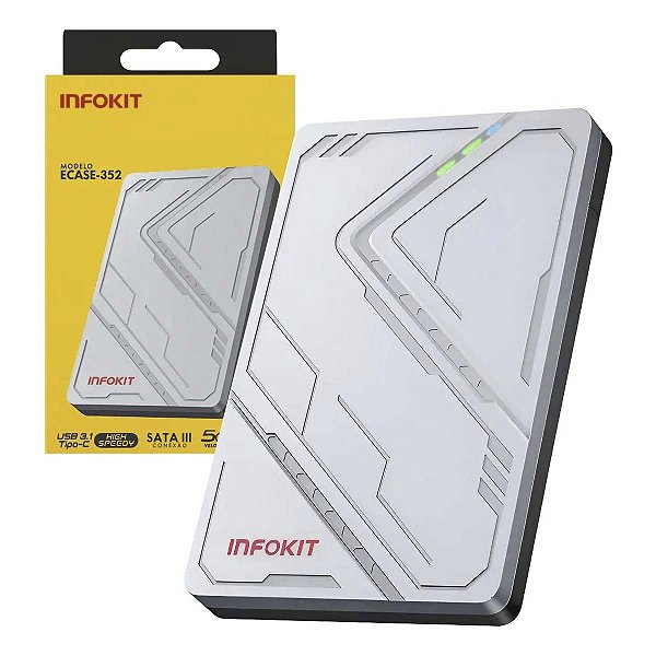 Case Externo Para Hd Ssd 2,5 Sata 3 6Gb/s Usb-C 3.1 Até 4tb