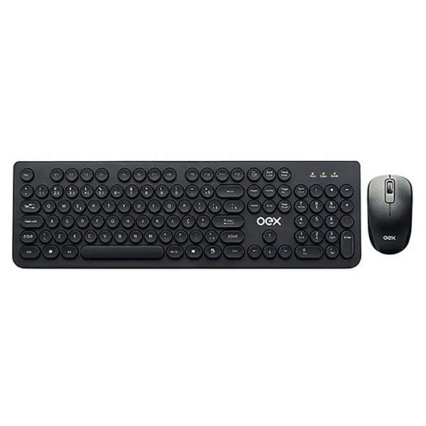 Combo Teclado E Mouse Sem Fio 1600 Dpi Teclas Redondas Preto
