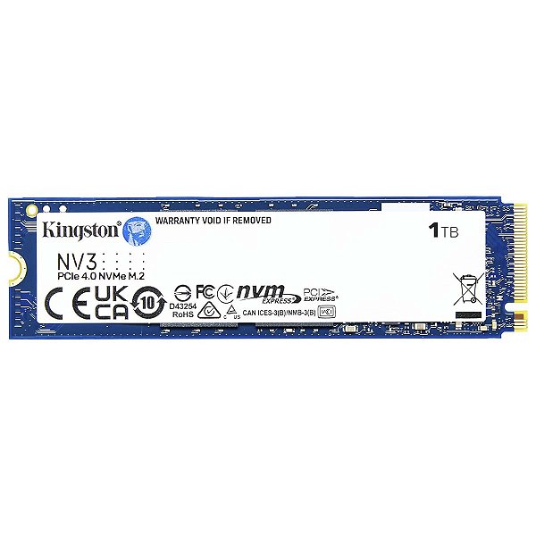 SSD M.2 NVMe 1TB PCIe 4.0 Kingston NV3 Leitura 6000 MB/s