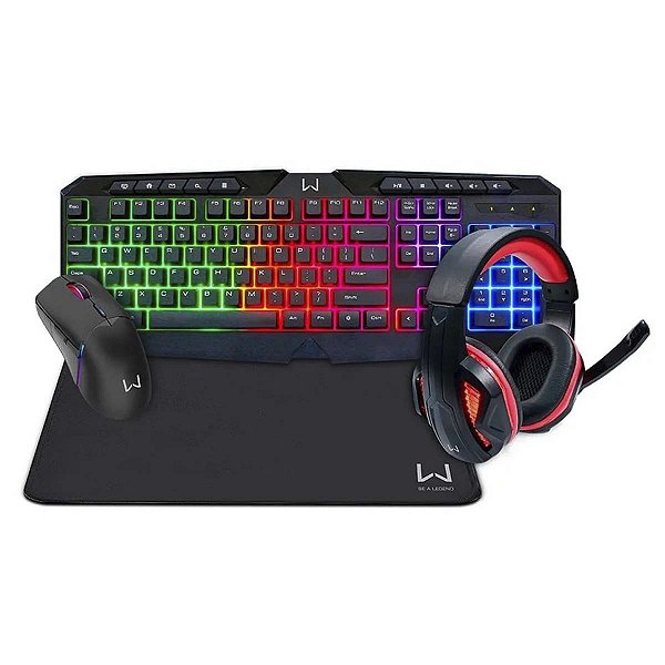 Combo Gamer Multi Warrior Teclado Mouse Headset e Mousepad