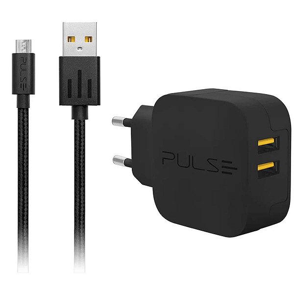 Carregador de Tomada com 2 Saídas USB + Cabo Micro Usb CB152