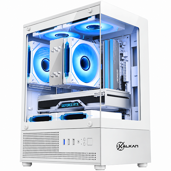 Gabinete Gamer Kalkan Hakon Branco Aquário S/ Fans Usb 3.0