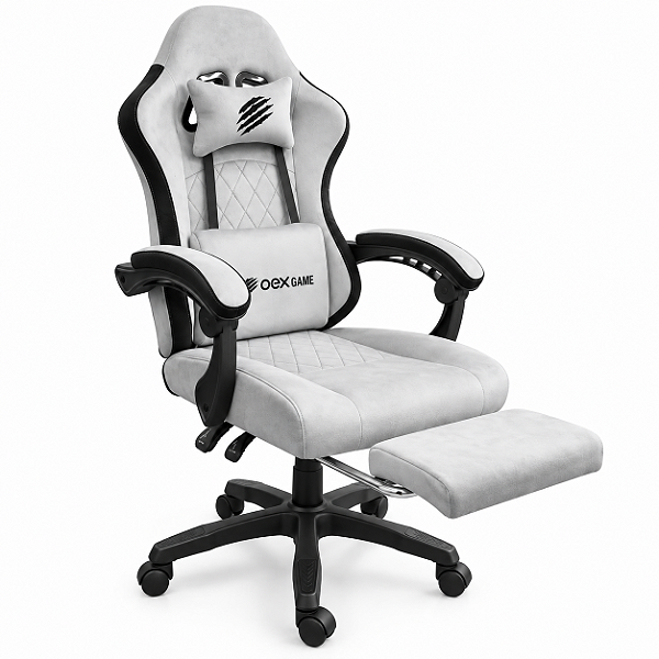 Cadeira Gamer Oex Game Reclinável Com Apoio Para Pés Cinza