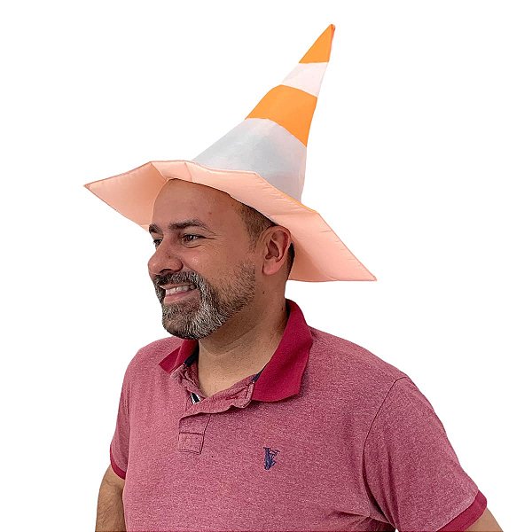 CHAPEU CONE BRANCO/LARANJA REF. 013