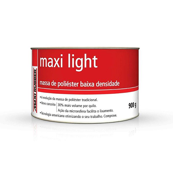 MASSA POLIESTER MAXI LIGHT 900G - MAXI RUBBER