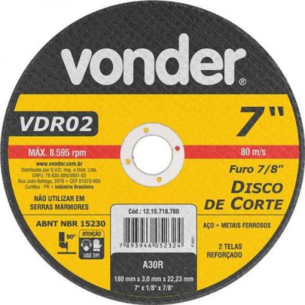 DISCO CORTE 3MM 7X7/8 (180X22,23) - VONDER