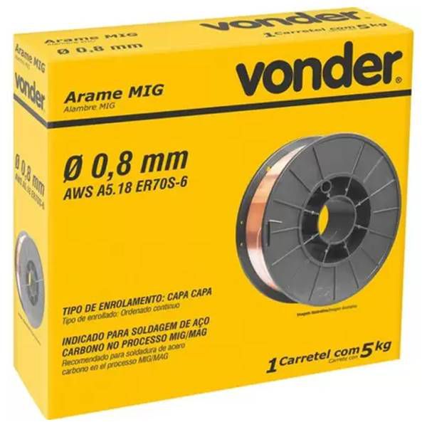 ARAME SOLDA MIG 0.80 5KG (PARA GAS) - VONDER