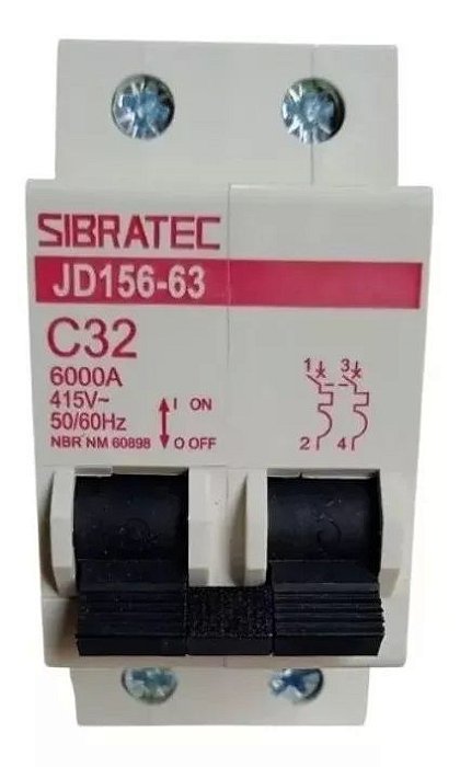 Disjuntor Bipolar 32a 6ka Curva C Sibratec