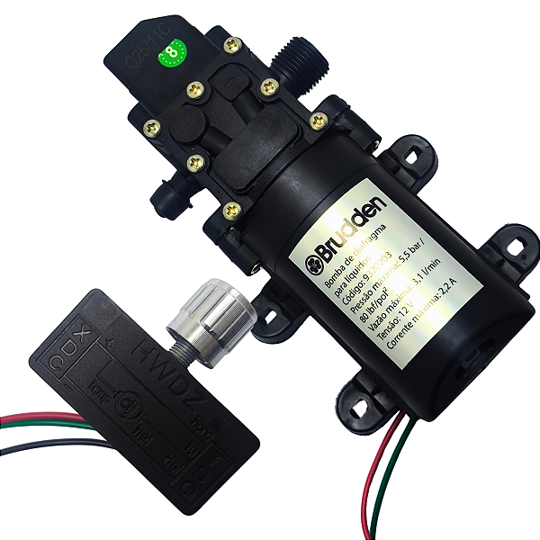 Motor Bomba Diafragma Brudden 12v+regulador De Pressão Ss20b