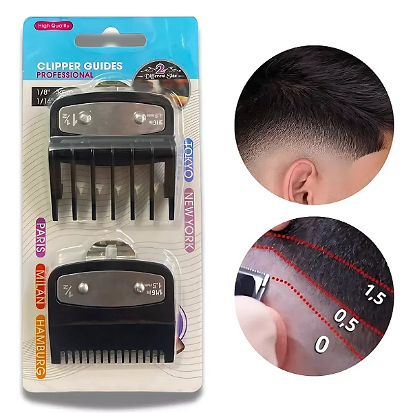 Kit 02 Pentes De Maquina para Disfarce 0,5mm + 1,5mm c/ Trava De Metal