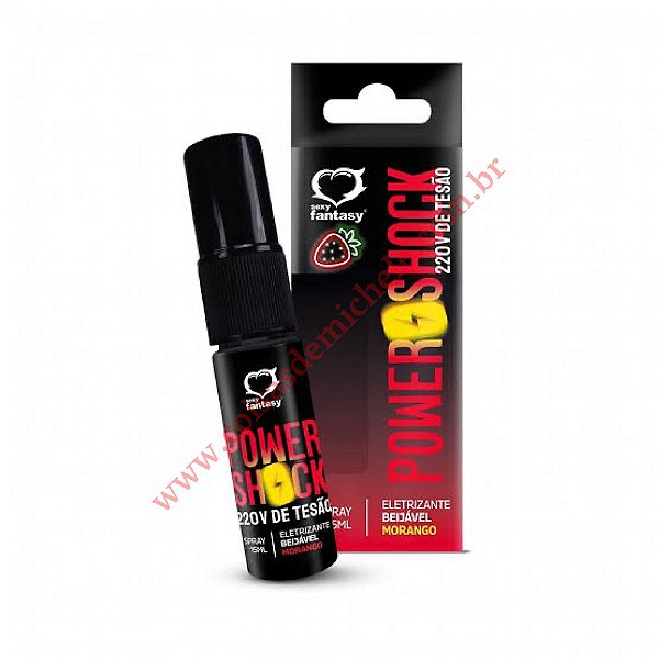 Power Shock 220V de tesão morango Vibrador líquido beijável eletrizante  - 15ml Sexy Fantasy