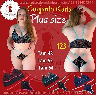Conjunto Karla - marron e azul - tam 54 - Plus #