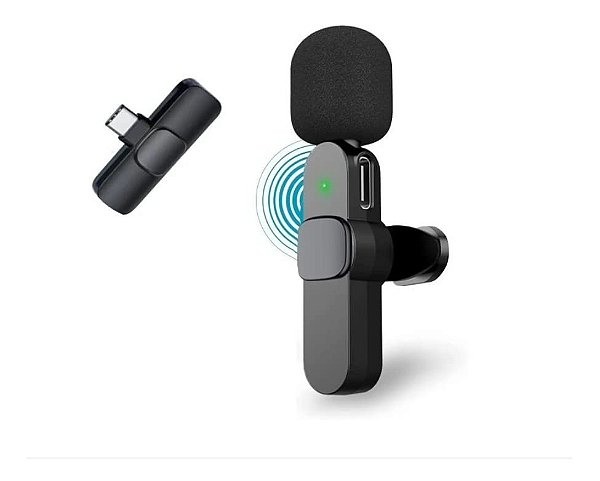 Microfone Lapela Wireless Sem Fio Compativel Android Usb C Type C