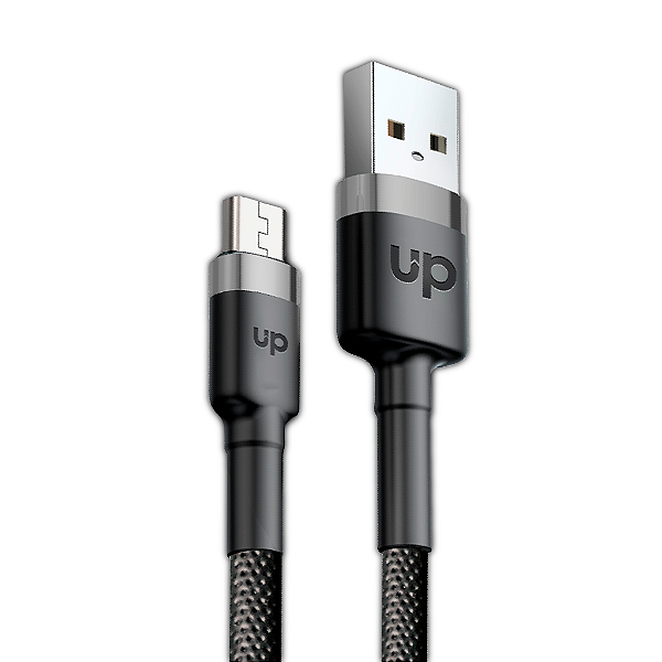 Cabo Micro USB/USB - UP Electronics, Carregamento Rápido, Acabamento Premium e Transferência de Dados - Preto