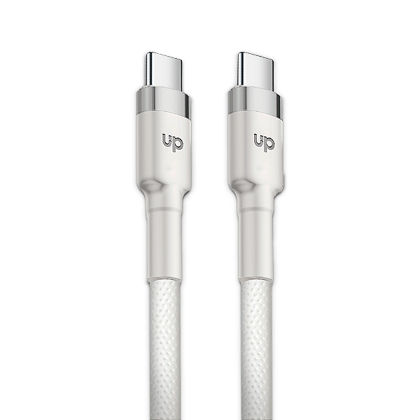 Cabo USB-C/USB-C - UP Electronics, Carregamento Rápido, Acabamento Premium e Transferência de Dados – Branco