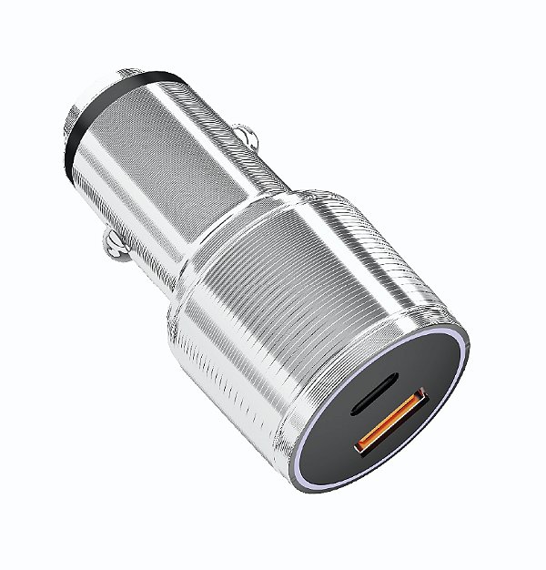 ONLINE - U P - Carregador Veicular USB / USB-C - Prata