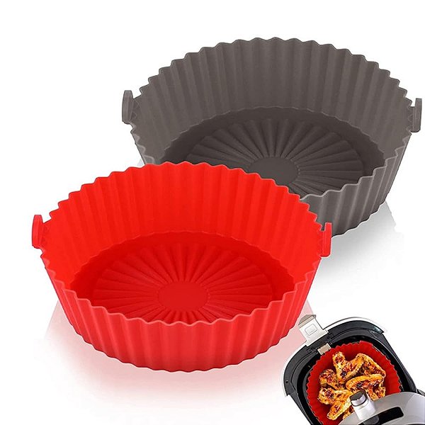 Forma Para Air Fryer De Silicone Antiaderente (Preto)