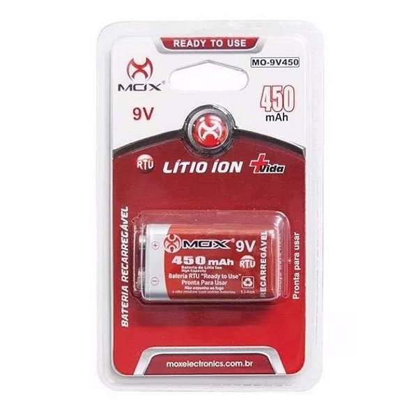 BATERIA 9V RECARREGAVEL MOX MO-9V450-RTU