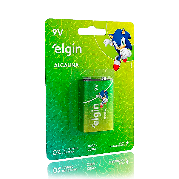 Bateria Alcalina Elgin 9V blister com 1 unidade Pilha
