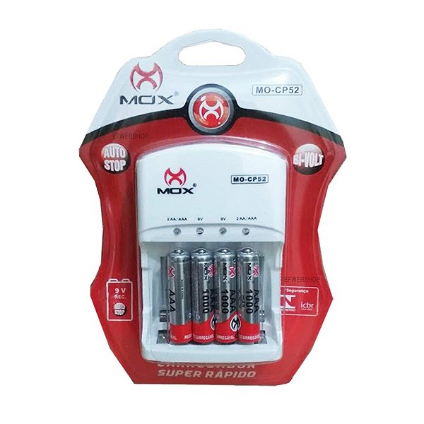CARREGADOR DE PILHA MOX MO-CP52