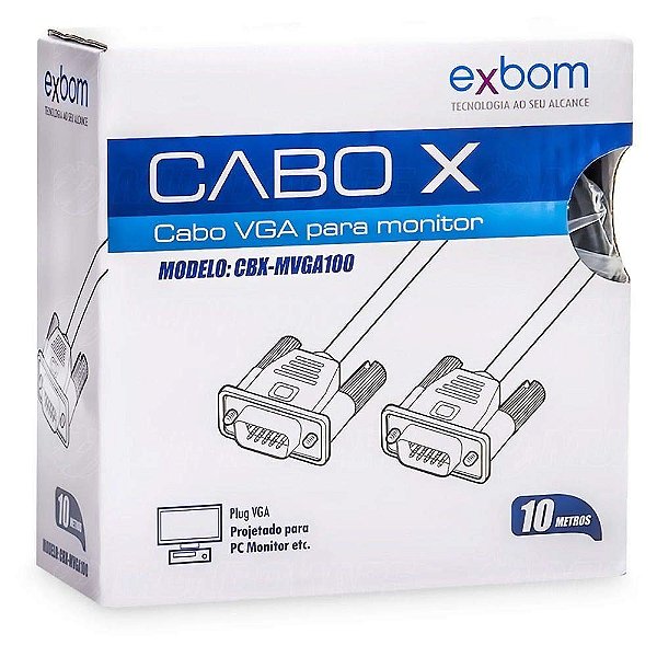Cabo VGA para Monitor 10M HDB15M, Exbom