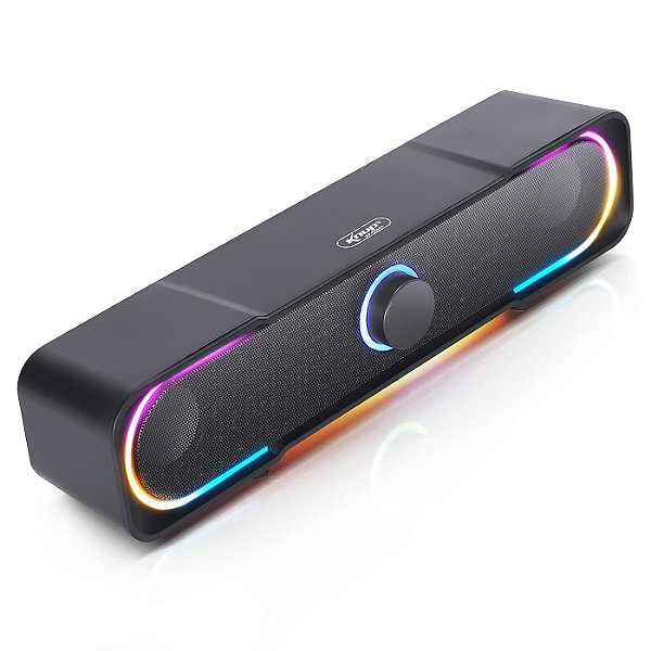 Caixa De Som Gamer Pc Tv Notebook Com Led Rgb P2 Usb Potente, preto, KP-RO803