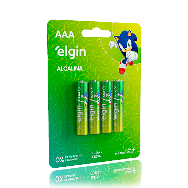 Pilha Alcalina Elgin palito AAA 1,5v blister com 4 unidades