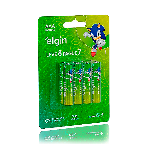 Pilha Alcalina Elgin AAA 1,5v blister com 8 unidades