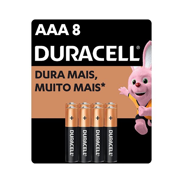 Pilha Alcalina AAA Palito DURACELL com 8 unidades
