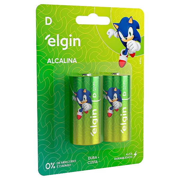 Pilha Alcalina Grande Elgin com 2 unidades Tipo D