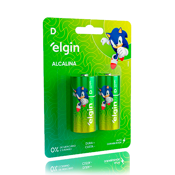 Pilha Alcalina Grande Elgin com 2 unidades Tipo D