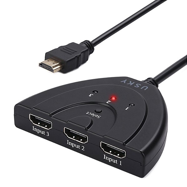 Hdmi Switch Splitter 3 In 1 Hdtv 1080p Cabo Divisor, preto