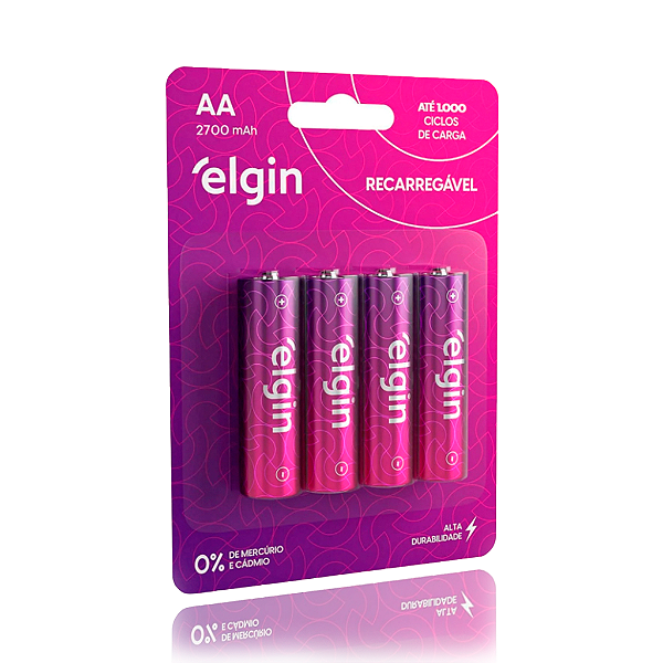 Pilha Elgin Recarregavel AA 2700mAh blister com 4 unidades