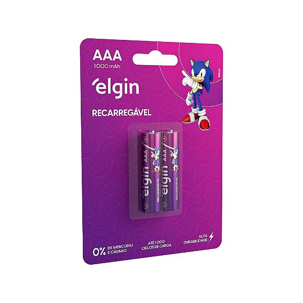 Pilha recarregável Aaa 1000mah com 2 unidades Elgin
