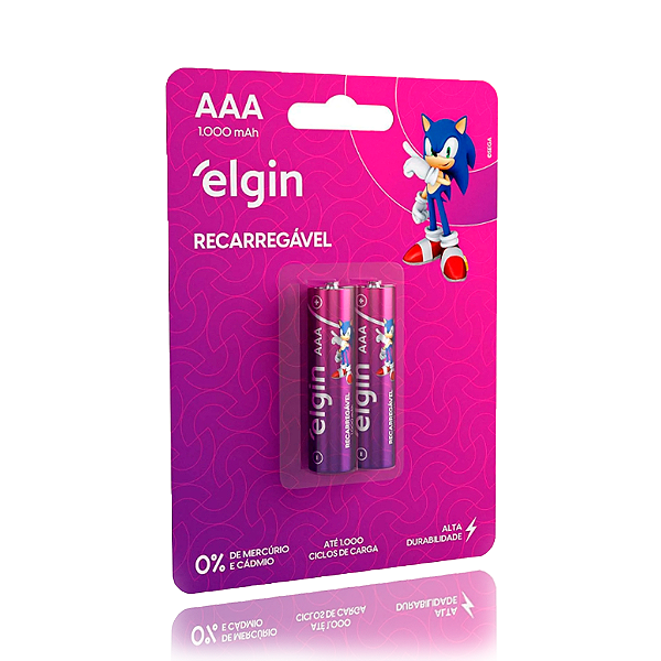 Pilha recarregável AAA 1000mah com 2 unidades Elgin