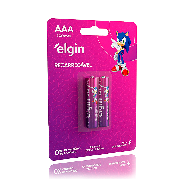 Pilha recarregável AAA 900mah com 2 unidades Elgin