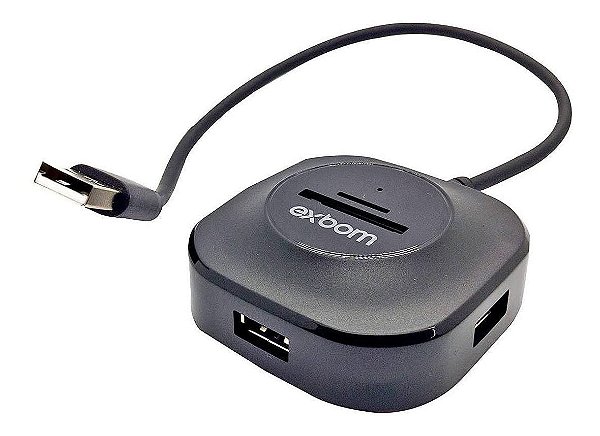 HUB USB 5 em 1 com 3 Portas USB 2.0 + 1 Leitor de Cartão microSD + 1 SD Exbom UH-R23