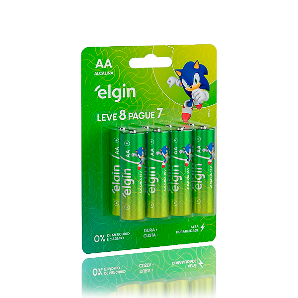 Pilha Alcalina Elgin AA 1,5v blister com 8 unidades