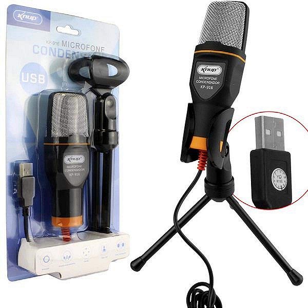 Microfone Condensador Usb Knup Kp-916