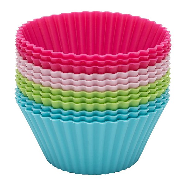 Jogo de Formas para Muffins Redondo com 12 Peças Multicor