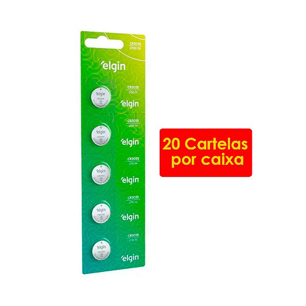 Kit 20 Blisters Bateria de Lítio Cr 2025 C/5 82192, Elgin, 24642