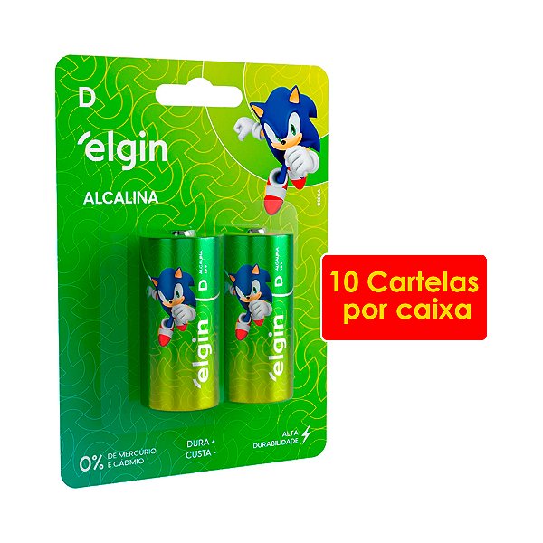 Kit 10 Blisters Pilha Alcalina Grande Elgin com 2 unidades Tipo D