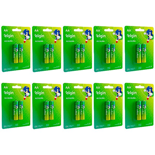 Kit 10 Blisters Pilha Alcalina Pequena-AA - Blister com 2 Unidades