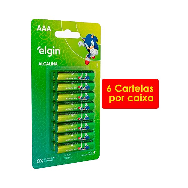 Kit 6 Blisters Pilhas Alcalina AAA com 16 unidades Elgin Palito