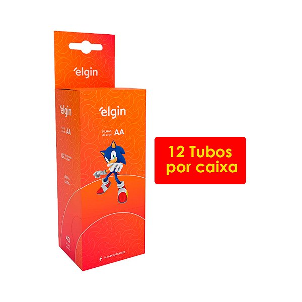 Kit 12 Tubos de Pilha de Zinco AA com 40 unidades Elgin Comum