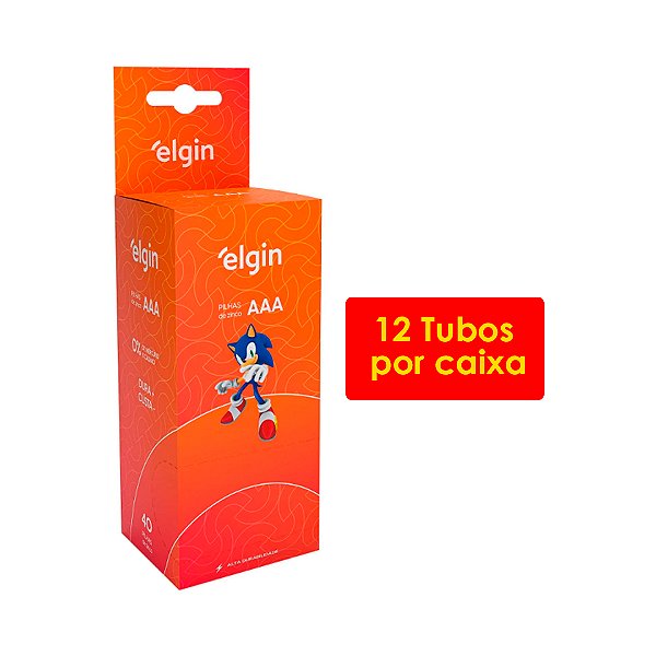 Kit 12 Tubos Pilha de Zinco AAA com 40 unidades Elgin Palito